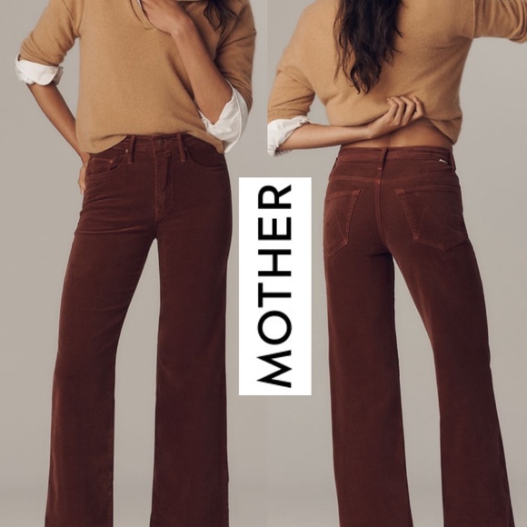 MOTHER Denim - Mother Corduroy Mid Rise The Maven Ankle Pants Hopscotch Aztec Brown NWT